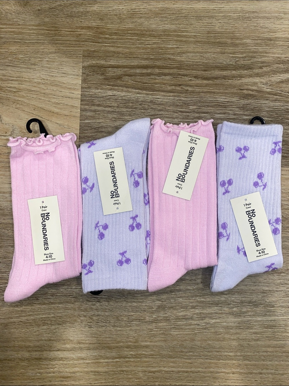 No Boundaries Pink & Lavender Ruffle Crew Socks - 4 Pack